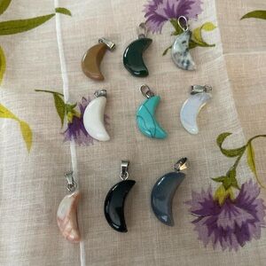 New Moon Pendants Bundle of Nine Variety of Colors and Stones